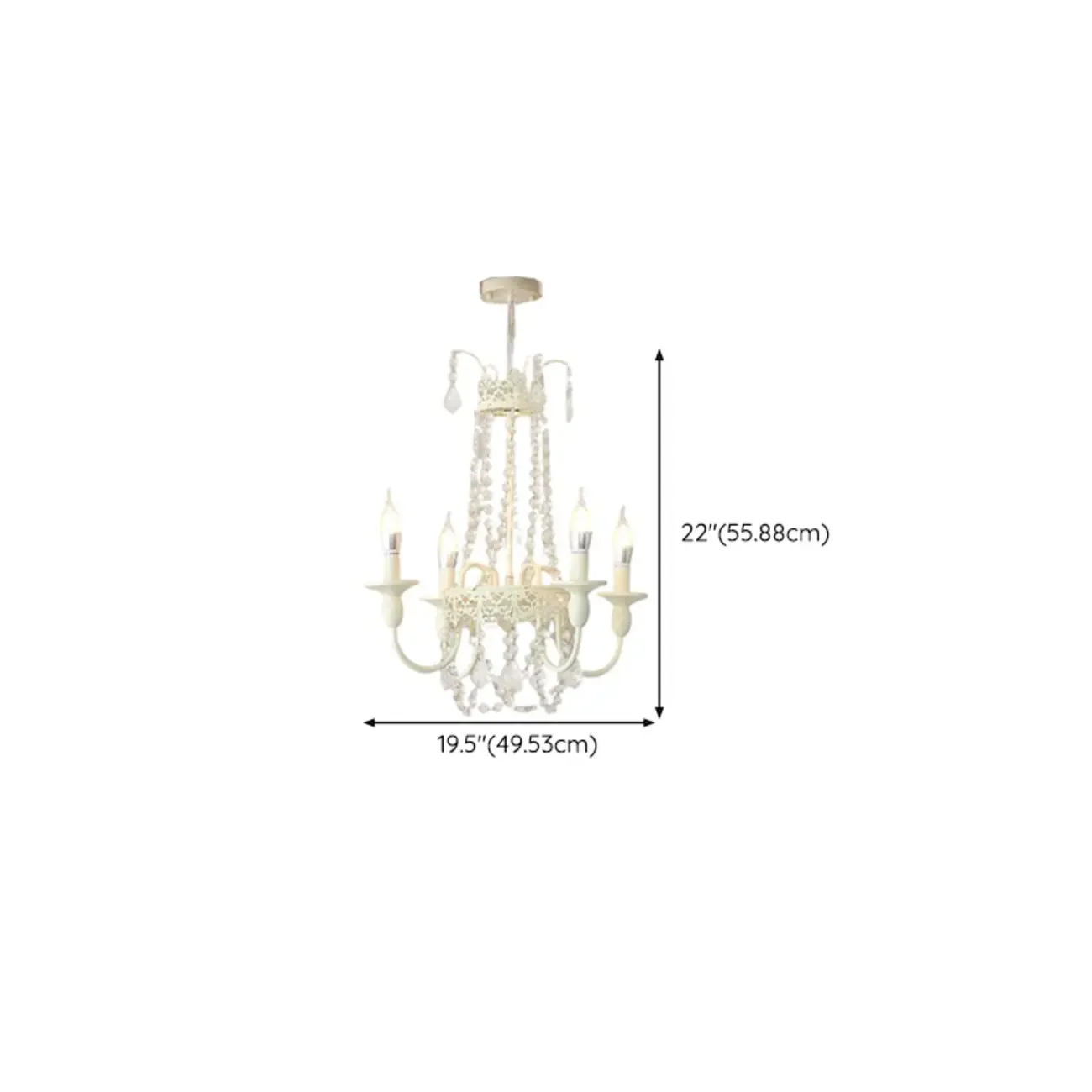 White Crystal Chandelier Classic Iron Elegant Design