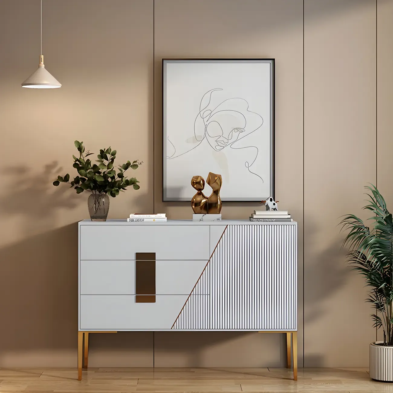 Glam Sleek Wooden Sideboard with Drawers