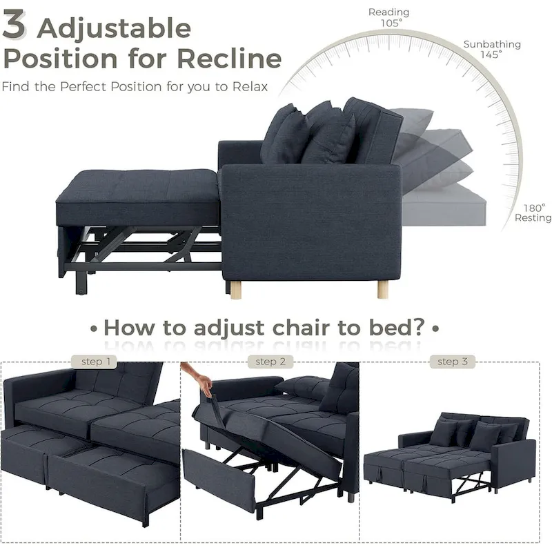 AECOJOY 3-in-1 Sofa Bed Double Sleeper Chair Bed