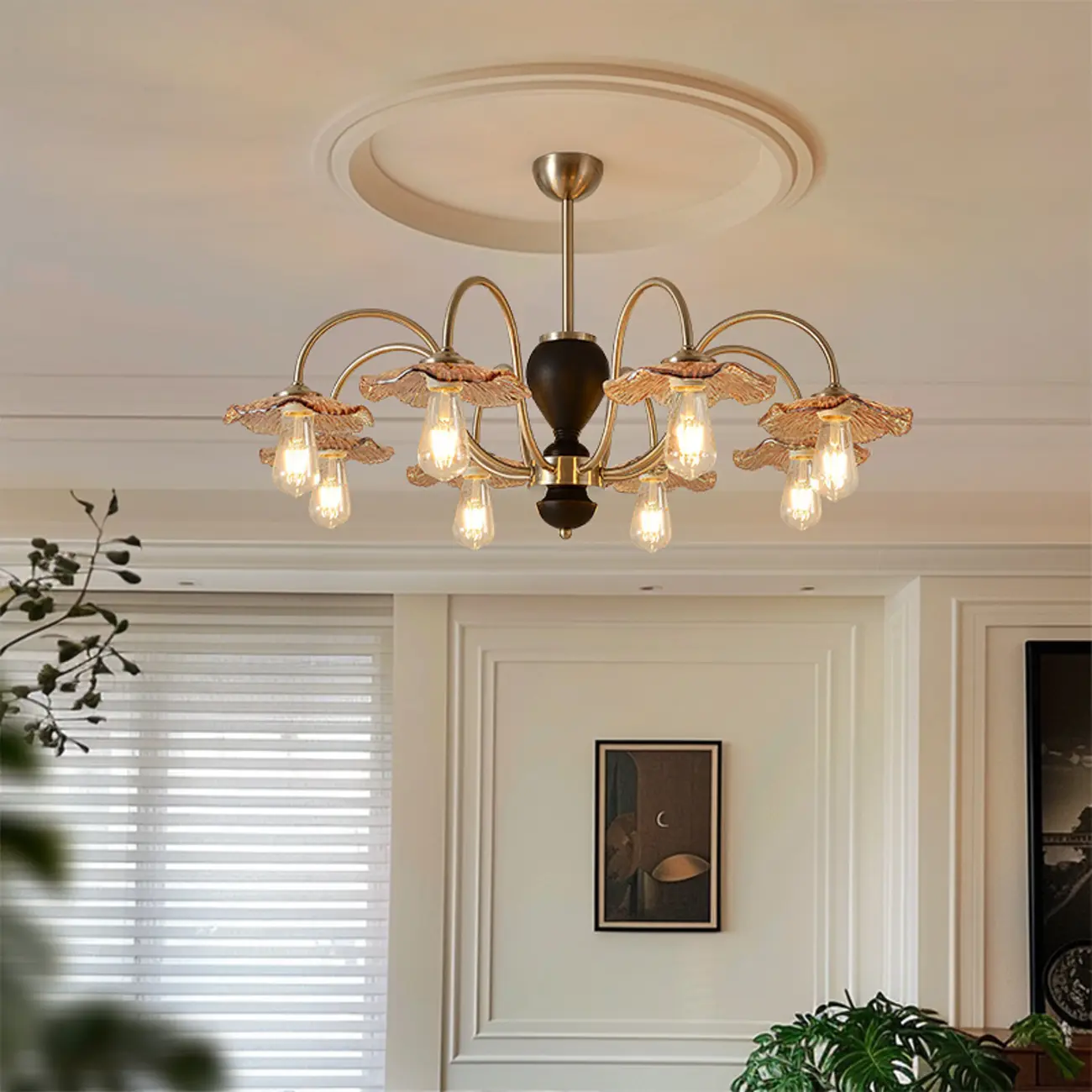 Retro Geometric 6/8 Lights Glass Chandelier in Chrome