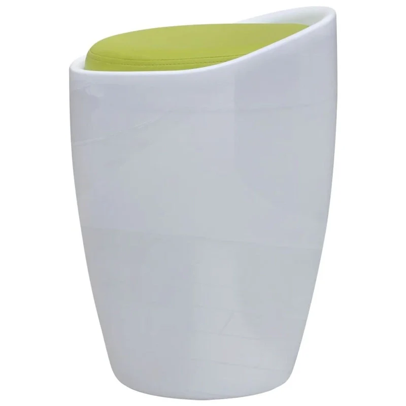 Stool White and Green Faux Leather
