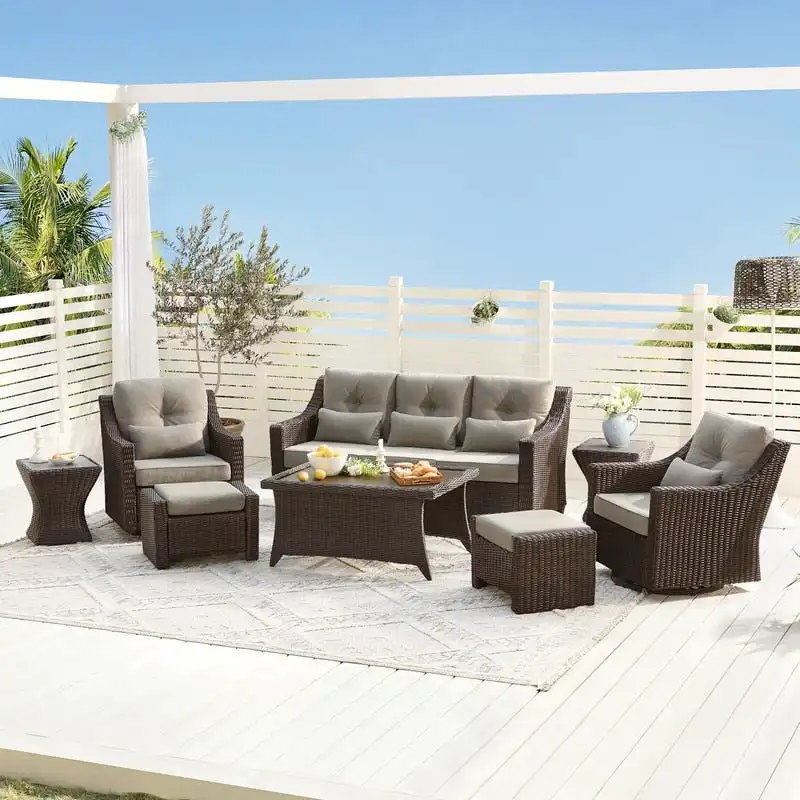 Murphy 8-Piece Outdoor Wicker Patio Furniture Conversation Sofa Sets