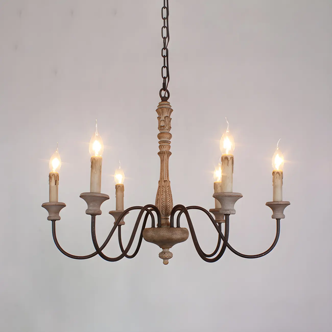 Traditional Adjustable 6-light Empire Wood Candelabra Chandelier