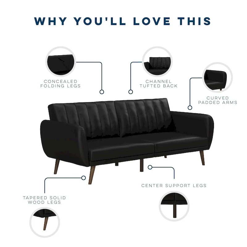 The Novogratz Brittany Faux Leather Futon Sofa Bed