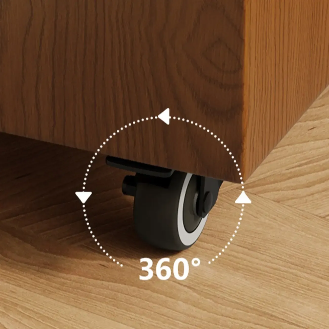 Mid-Century Modern Rolling Glasstop Square Wood Side Table