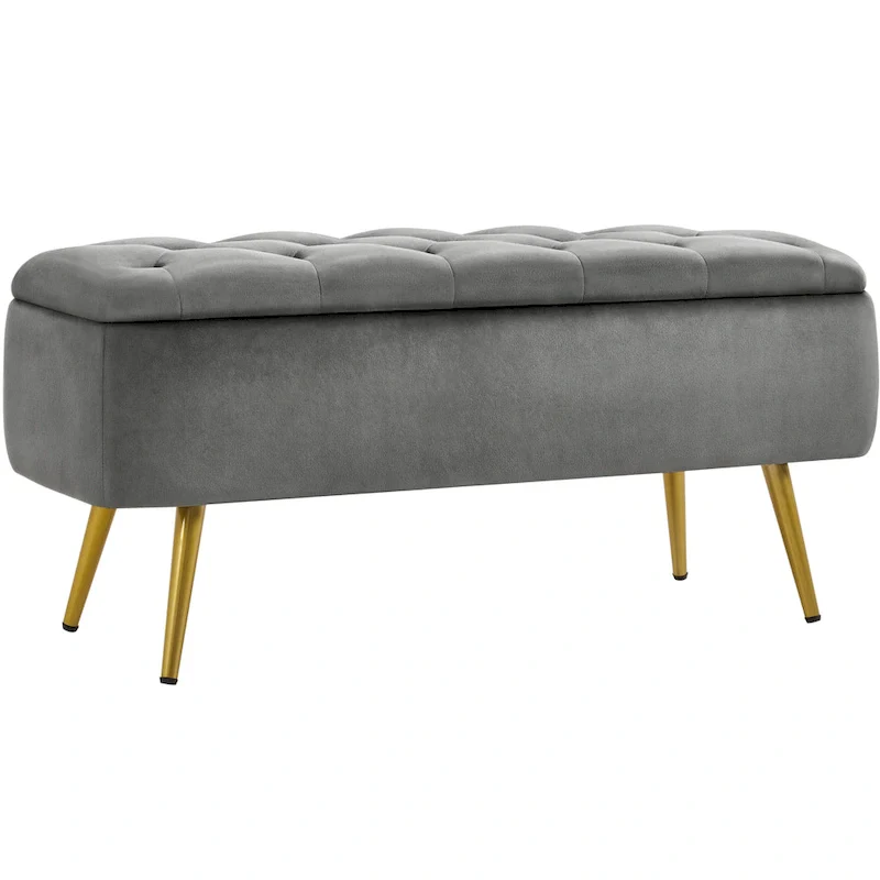 Yaheetech Modern Upholstered Ottoman Footstool Bench with Storage - 42.714.619