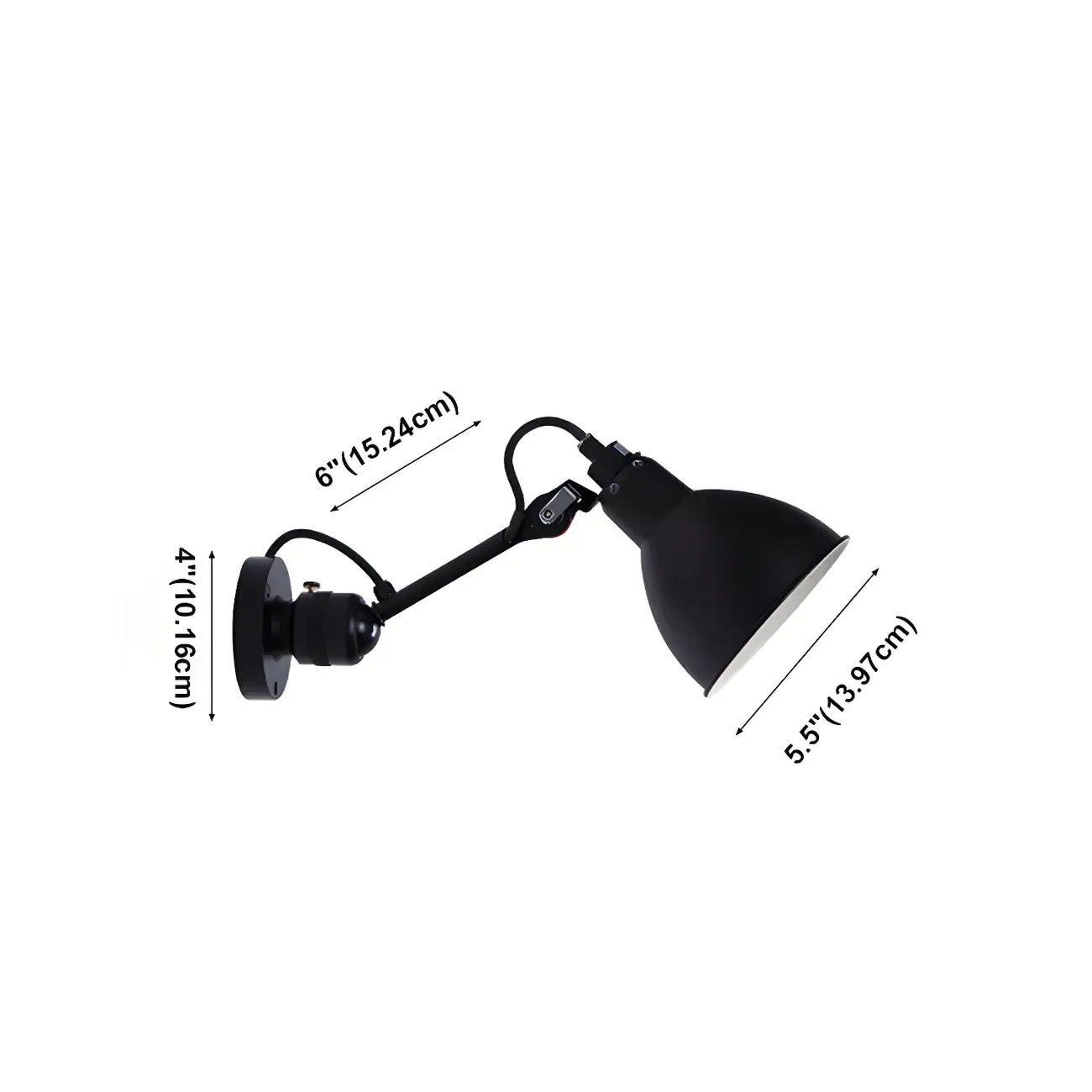 White Inner Shade Black Metal Swing Arm Wall Light