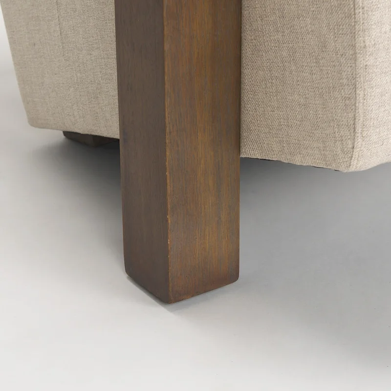 Sovereign Beige Fabric w/ Dark Brown Solid Wood Frame Accent Chair