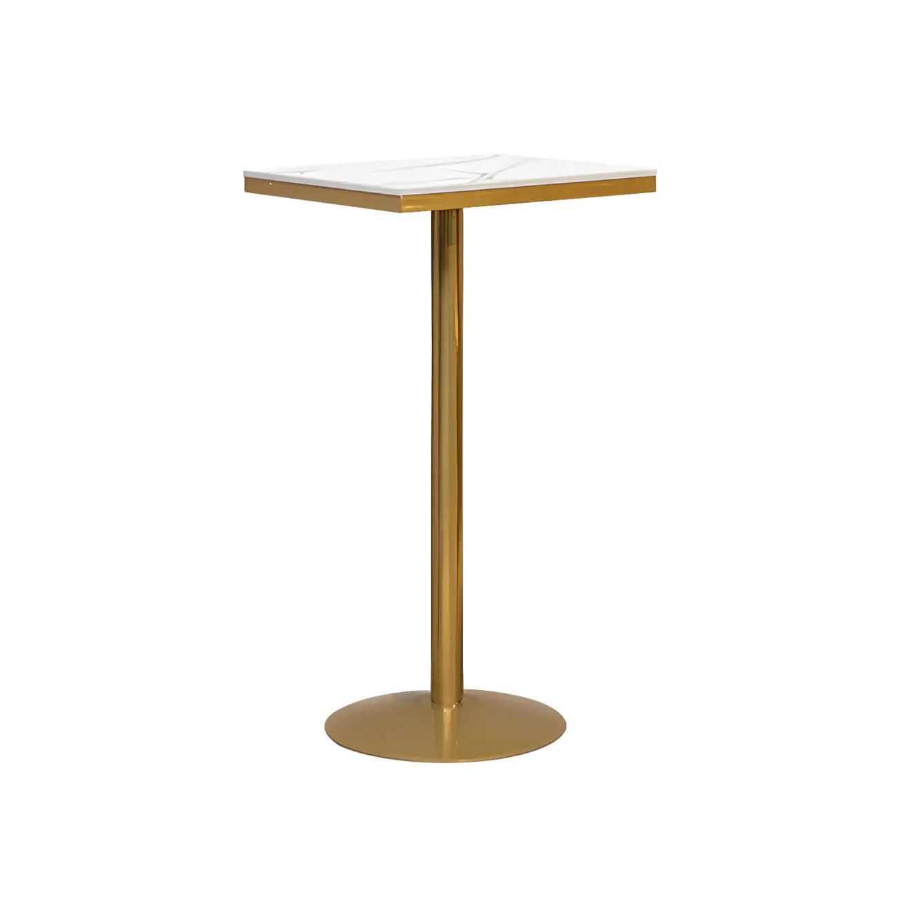 Glam Gold Faux Marble Pedestal Bar Tables for Bistro