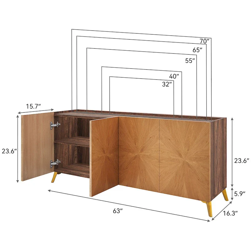Moasis 63   Solid Wood Sideboard TV Stand