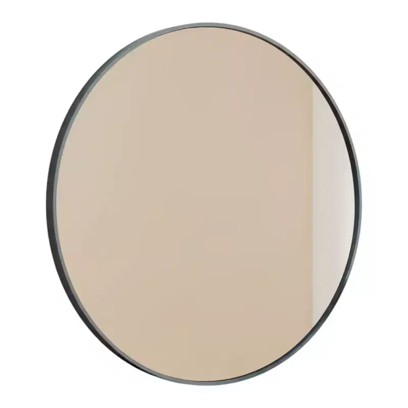 HomeRoots 24 Black Metal Round Framed Bathroom Vanity Mirror