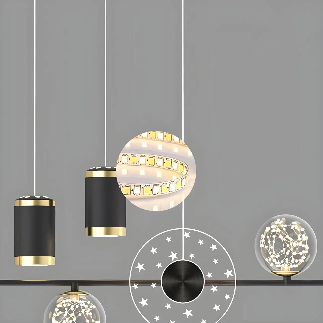 Luxury Adjustable Multi-Light Island Pendant Light