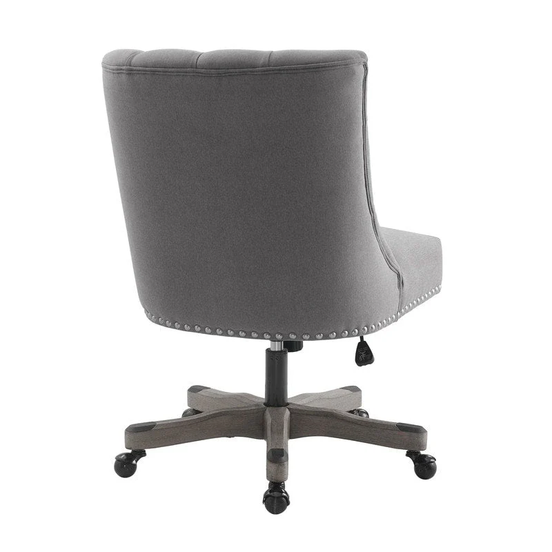 Office Chair - Gray Wood Base - Button Tufted