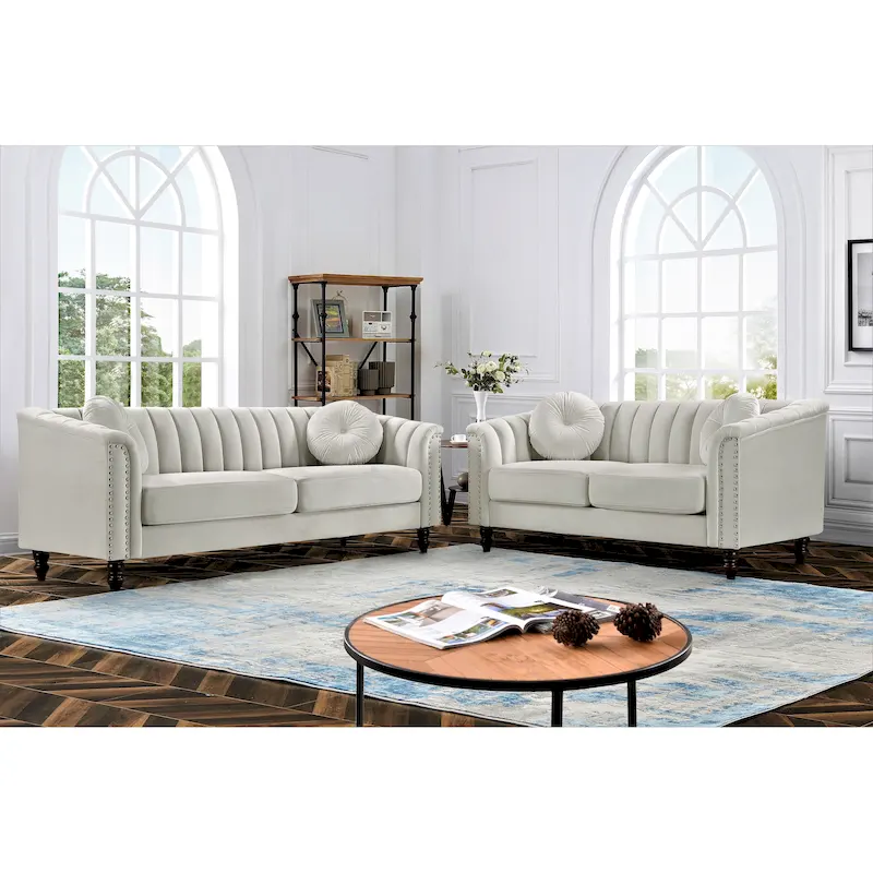Hills Tufted Back Nailhead 2PCS Living Room set