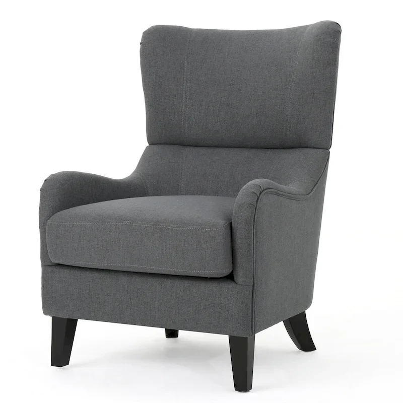 27  High Back Accent Chair with Wing Back and Birch Legs