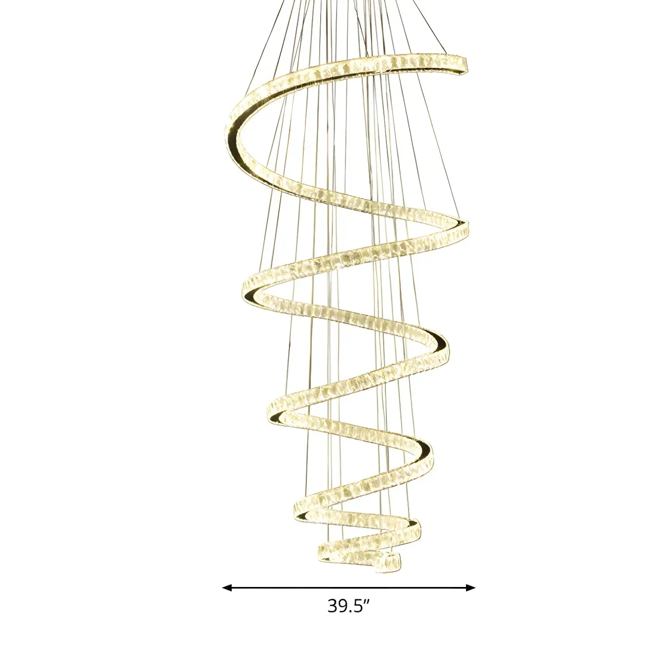 Large Modern Spiral LED Ceiling Crystal Chandelier Tiered Light