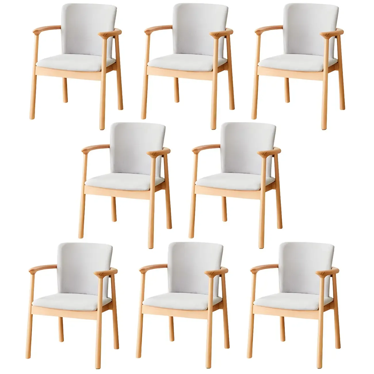 Modern Upholstered Rubberwood Arm Dining Chair Set of 2