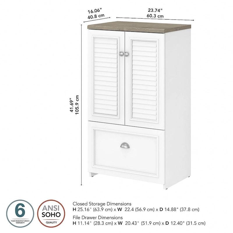 41.7-inch Cabinet with Drawer - 23.74L x 16.06W x 41.69H - 23.74L x 16.06W x 41.69H