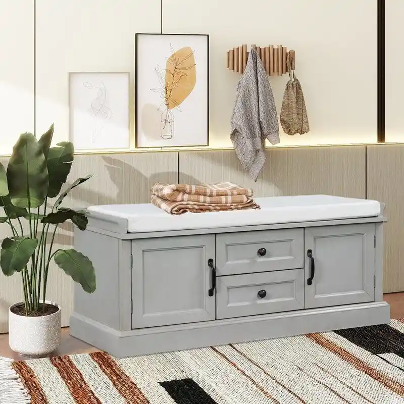 Shoe stool, 2 drawers, 2, removable pads, living room locker, entrance