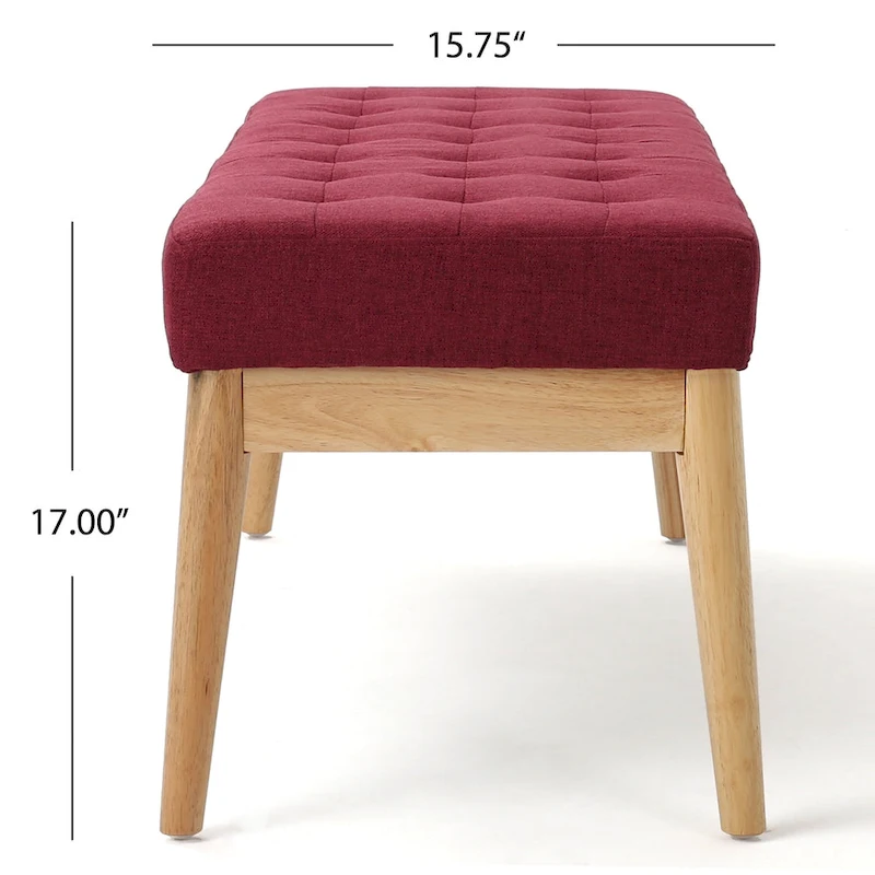 Saxon Mid-century Tufted Fabric Ottoman Bench by Christopher Knight Home - 43.00 L x 15.75 W x 17.00 H