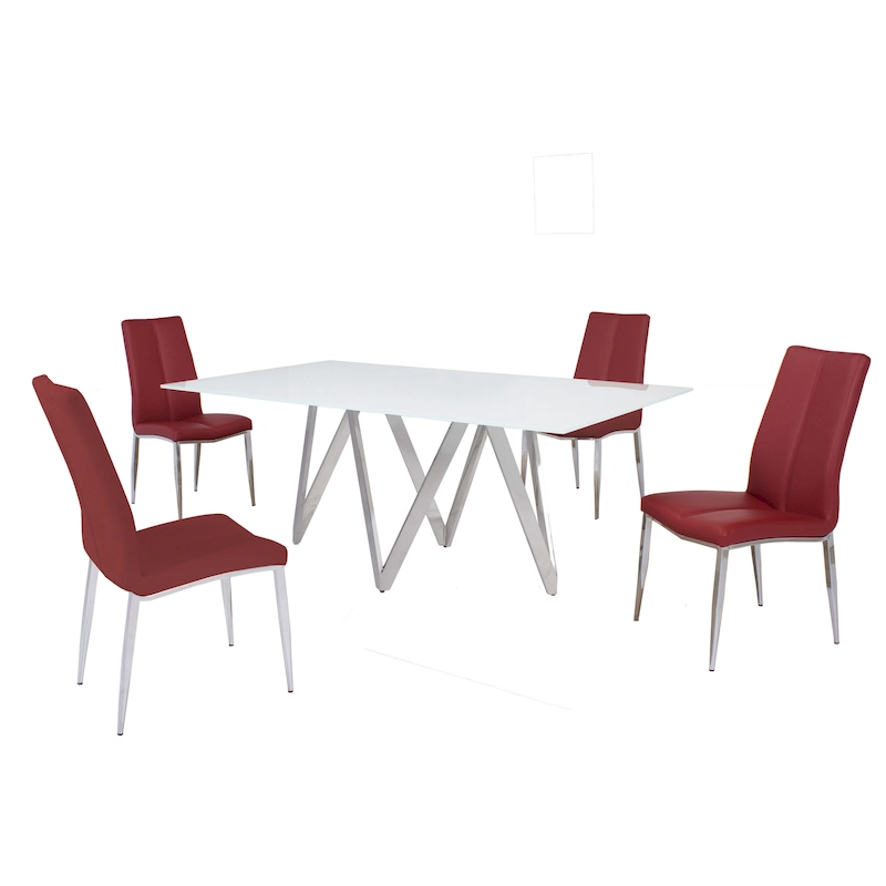 Somette Alyssa Starphire White 5-Piece Dining Set
