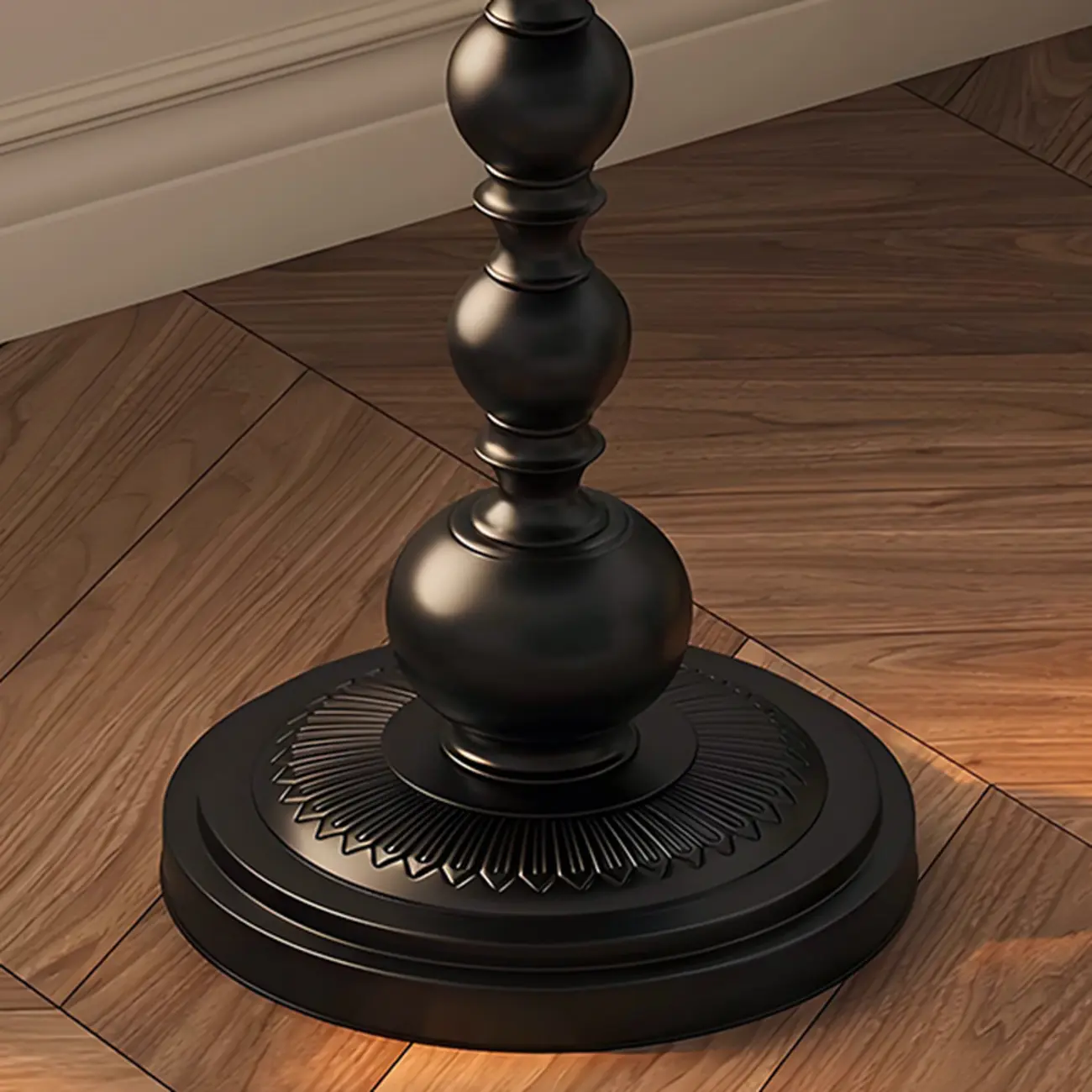 Modern Classic Iron Pedestal End Table Black-White