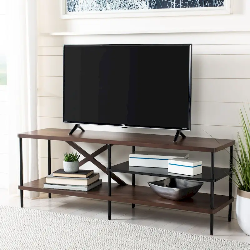 Industrial Media TV Stand 55-Inch - Walnut/Black
