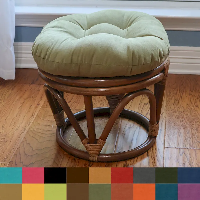 Bali 18-inch Footstool with Microsuede Cushion