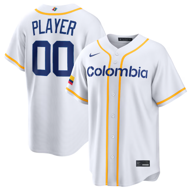 Colombia Baseball White 2026 World Baseball Classic Home Pick-A-Player Custom Jersey