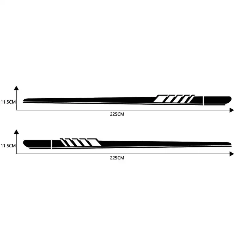 2 Pieces of Body Modified Striped Stickers, 1 Pair of Striped Design PVC Sticker Decals for Trim, Decorative Decals, Exterior Accessories, Black