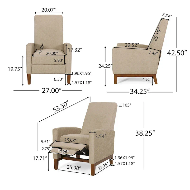 Kalstrom Upholstered Pushback Recliner by Christopher Knight Home