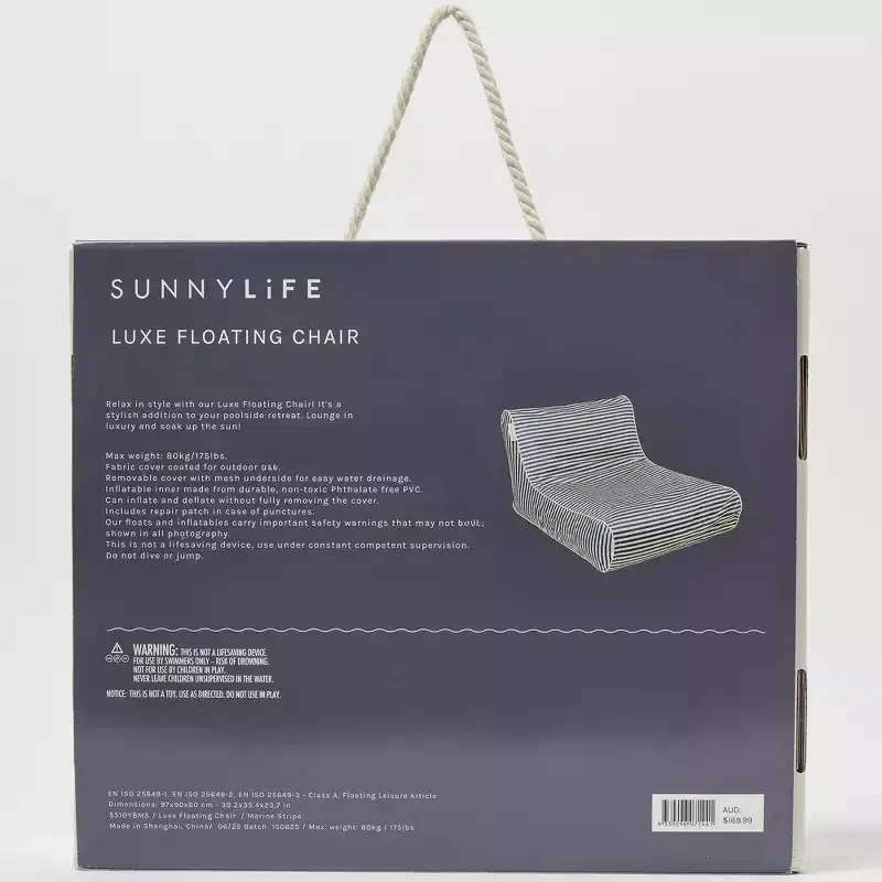 Sunnylife: Luxe Floating Chair - Marine Navy Stripe - Inflatable Poolside Lounge