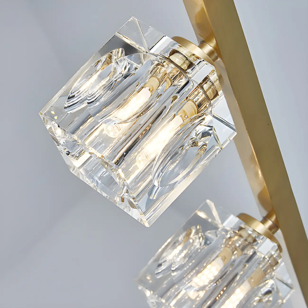 Geometric Gold Crystal Linear Island Pendant Light