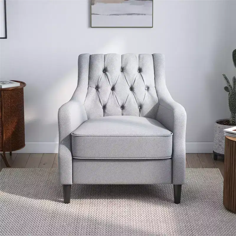 DHP Lannon Upholstered Accent Chair, Light Gray Linen