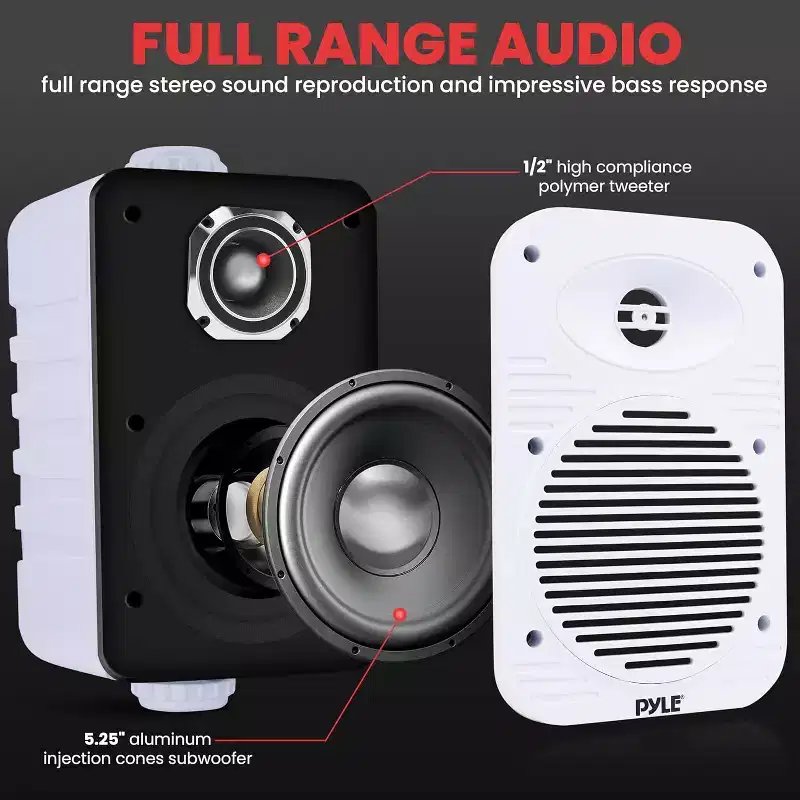 Pyle 5.25 2-Way Indoor/Outdoor Bluetooth Speaker System (White) - PDWRBT56WT.1