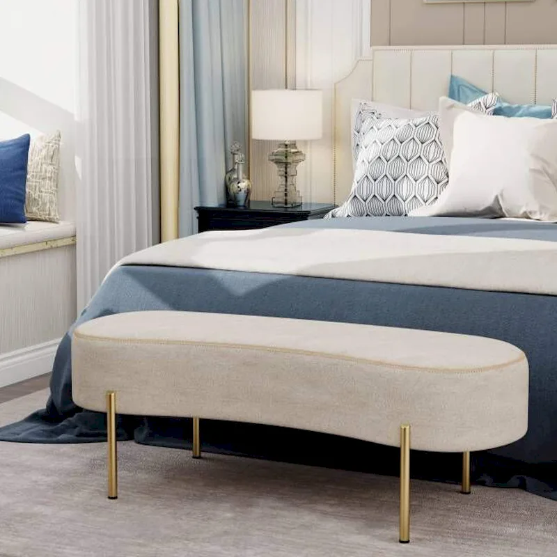 Bench ,Modern Ottoman Bench Bed Bench Entryway Bench with Gold Legs for Living Room