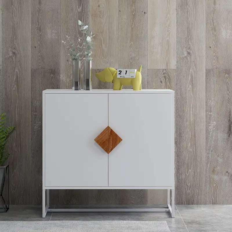 White 2-Door Sideboard with Square Handles – 1 Person Assembly