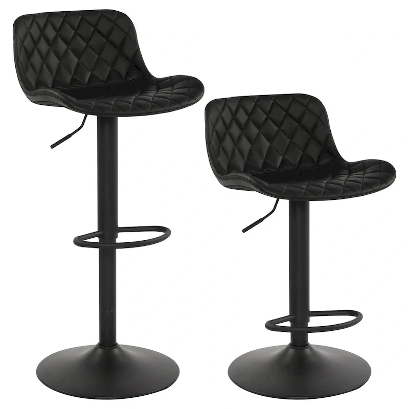 Faux Leather Adjustable Barstools Upholstered Counter Bar Pub Height Stools