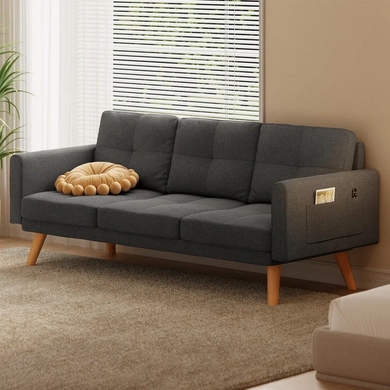 3 Seater Upholstered Living Room Sleeper Sofa, Recliner Sofa Bed with Backrest