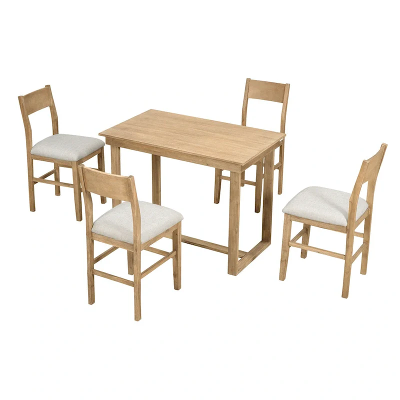 Brown Farmhouse 5-Piece Counter Height Dining Table Set with 4 Chairs