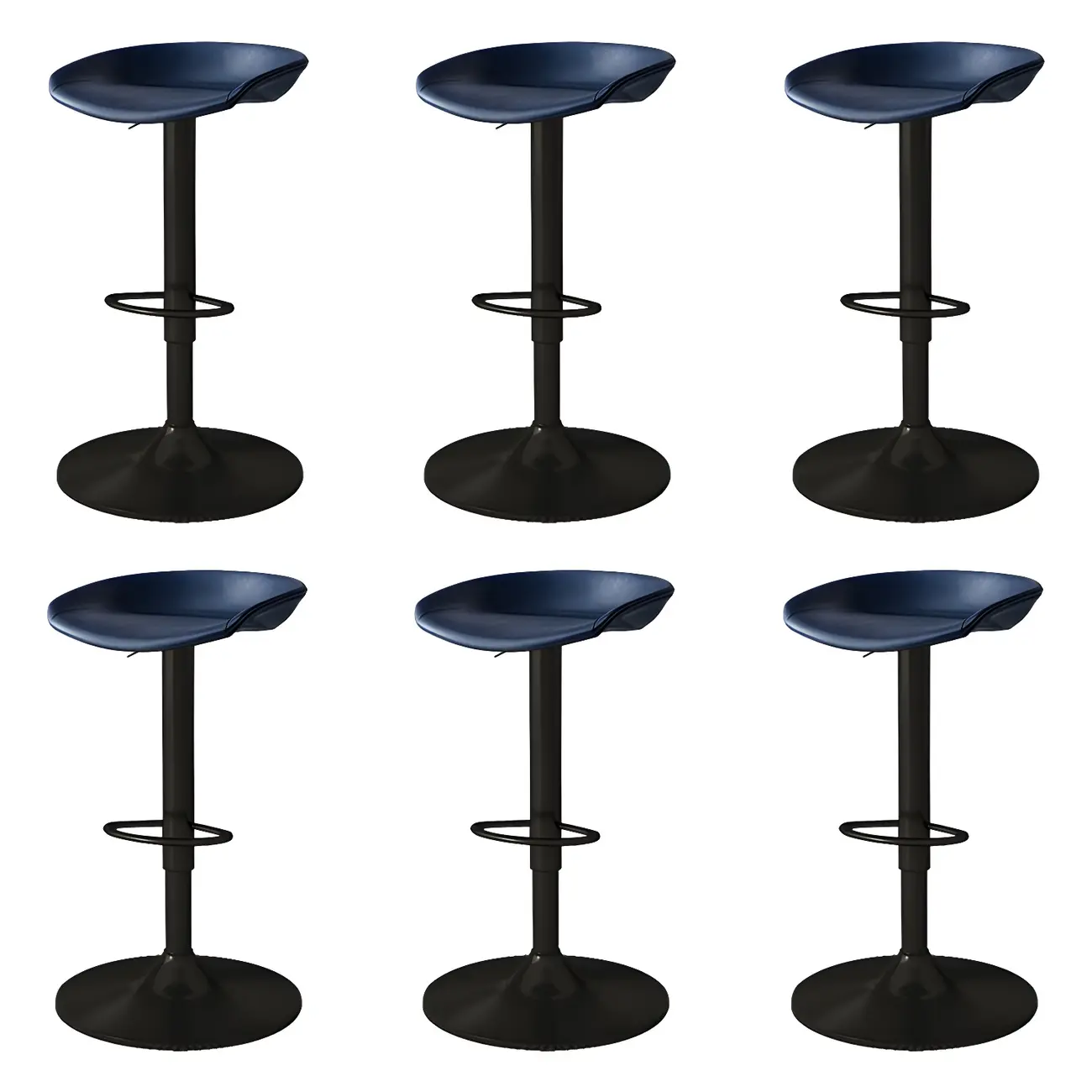 Modern Leather Black Pedestal Swivel Adjustable Bar Stool