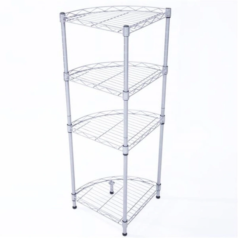 Fan-shaped Carbon Steel Metal Assembly 4-Tier Storage Rack Silver Grey - 11.81  x 11.81  x 35.43