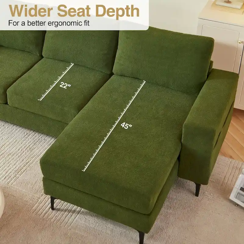 HOOOWOOO L-Shaped Upholstered Sofa Couch with Metal Legs