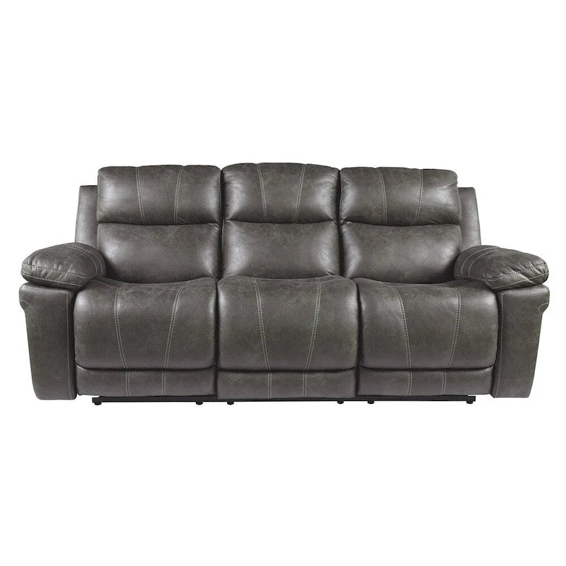 3-Seat Power Reclining Sofa, Adjustable Headrest, USB Ports, Faux Leather, Contemporary Style, Midnight, 3 People
