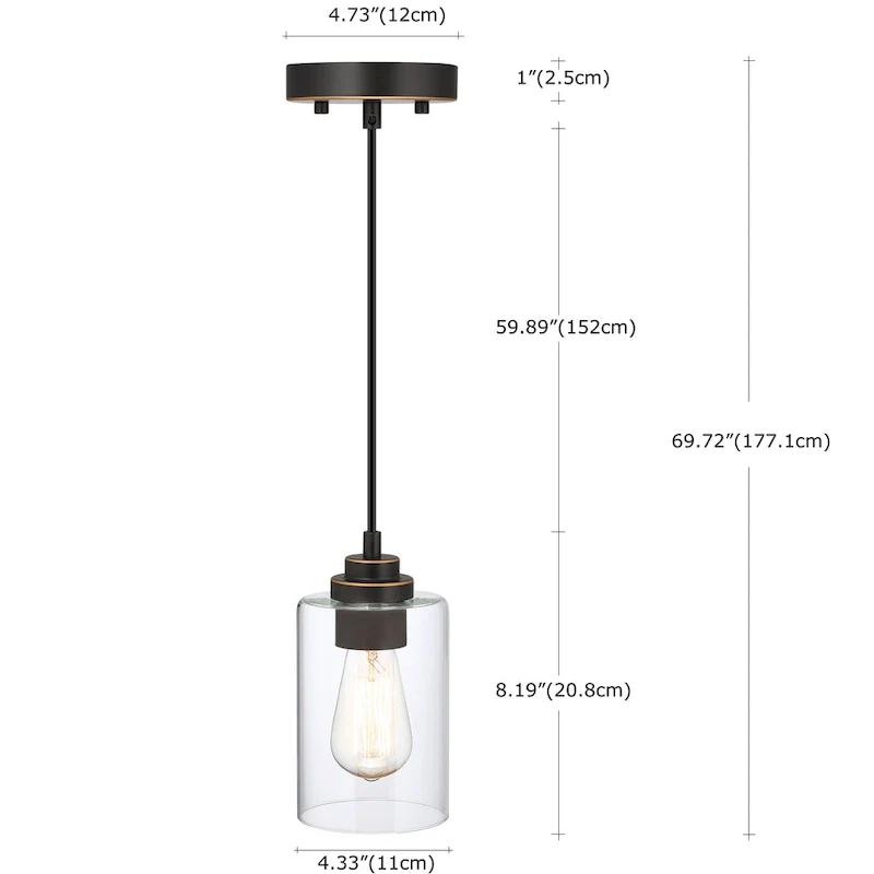 1-Light Pendant - Oil Rubbed Bronze - 4.33 x69.72
