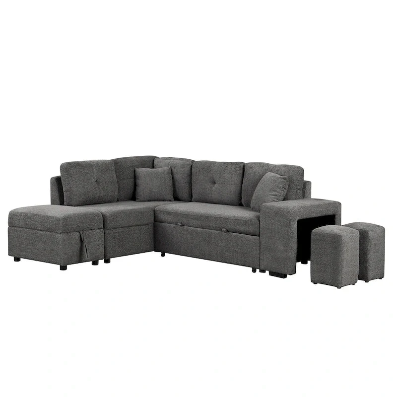 87.7 Convertible Sectional Pull Out Sofa Bed