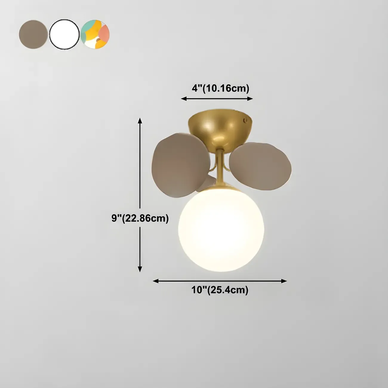 Modern Bedroom Glass Ball Semi Flush Mount Ceiling Light