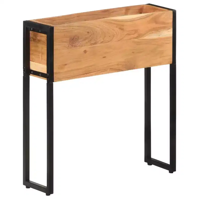 vidaXL Planter Natural wood with black metal frame