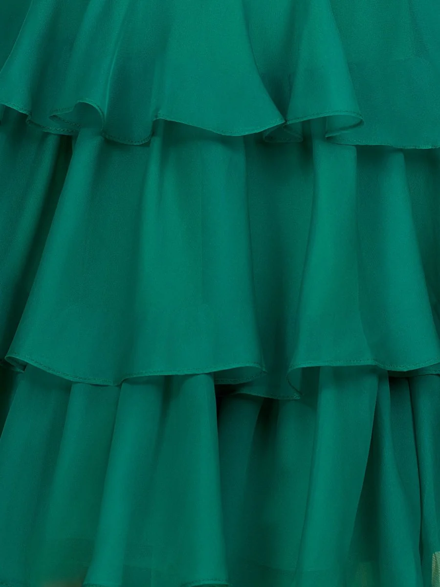 Green - Strapless A Line Chiffon Ruffles Homecoming Dresses With Flower