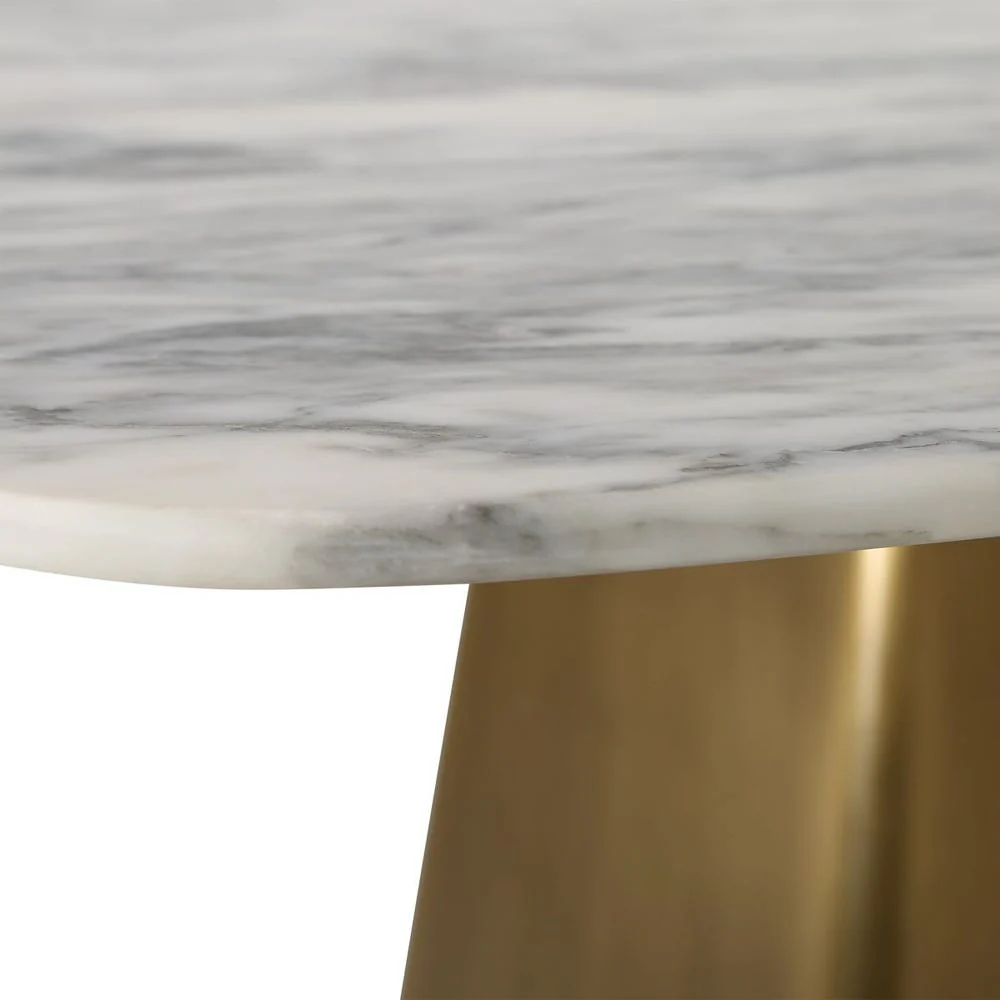 Equilateral Bistro Table - Arabescato/Brass, 2 CARTONS